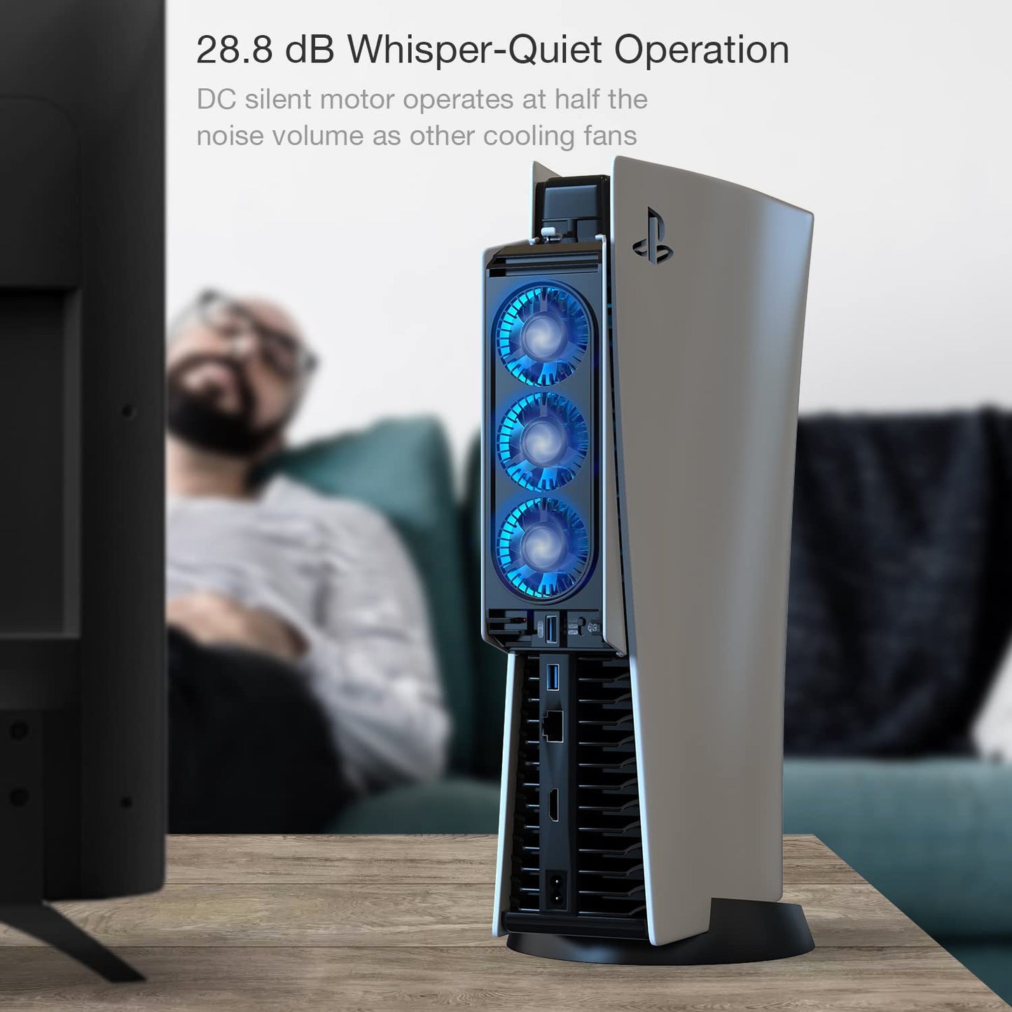 Cooling Fan for PS5 Accessories, Upgraded Quiet Cooler Fan with LED Light for Playstation 5 Console/Playstation 5 Digital Edition & Ultra HD Game Console
